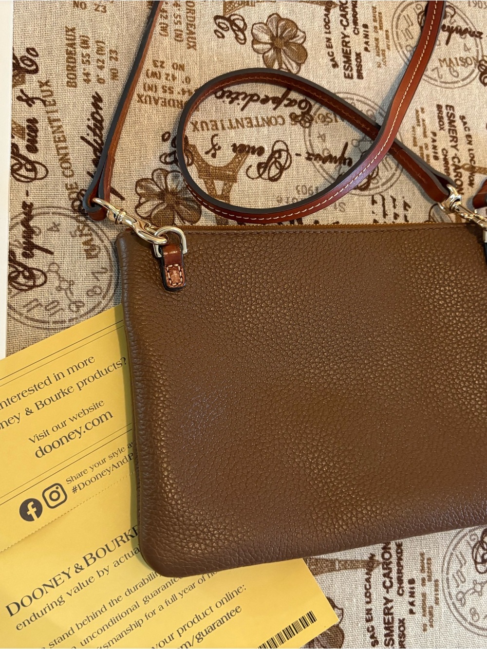Dooney & Bourke Pebble Leather Brown and Black Crossbody Bag - Picture 11 of 15